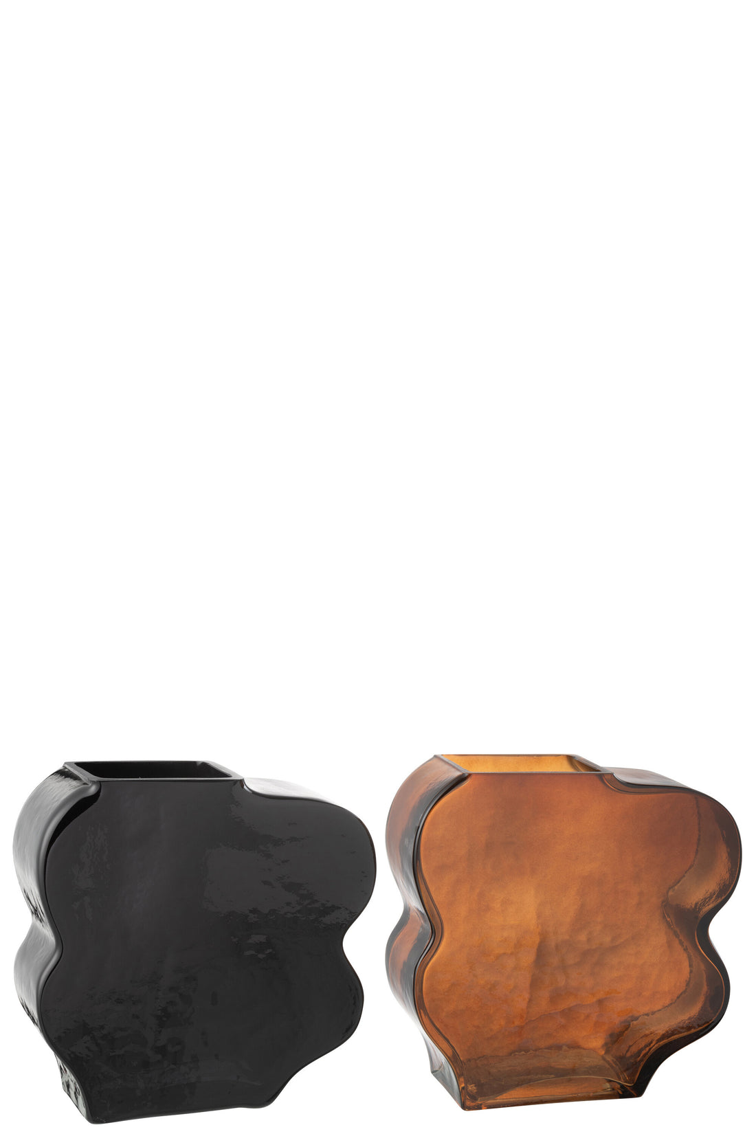 Vaas Onregelmatig Glas Kameel/Donkerbruin Klein Assortiment Van 2