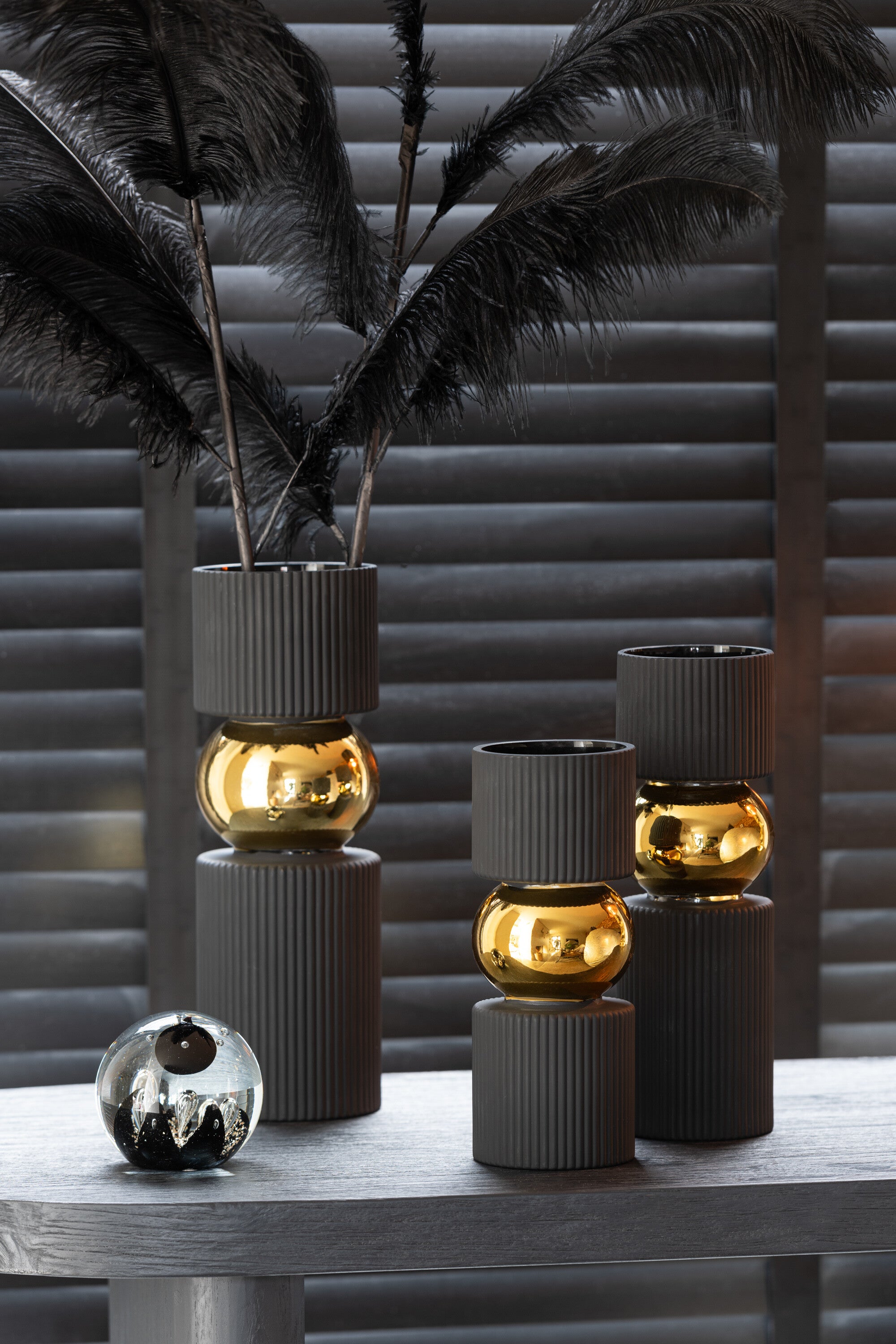 Papiergewicht Magic Glass Goud/Zwart Medium