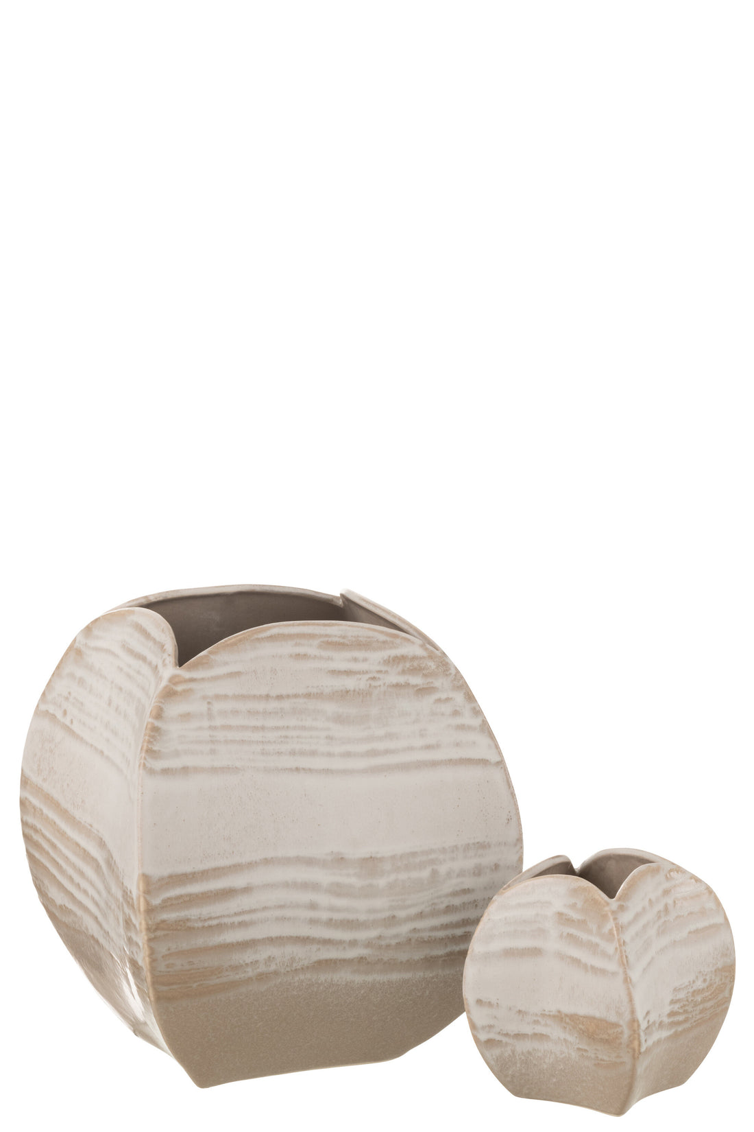 Vaas Abstract Vierkant Klei Beige Groot