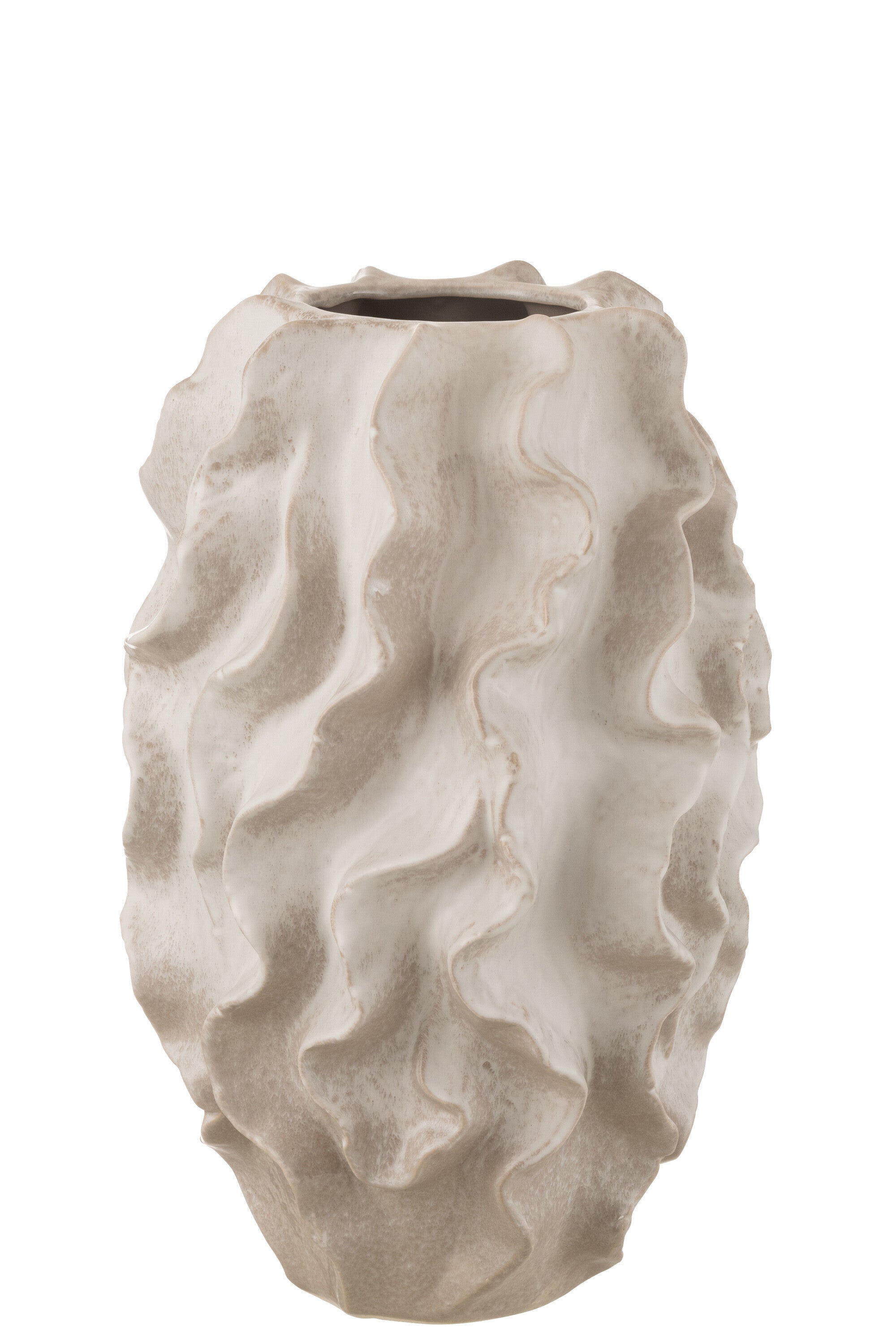 Vaas Abstracte Golven Klei Beige Groot