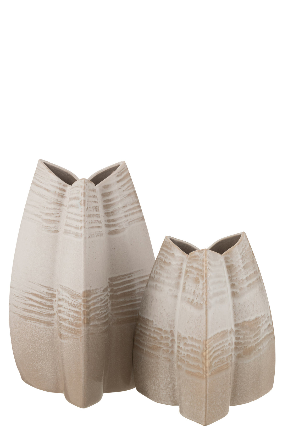 Vaas Abstract Driepoot Klei Beige Groot