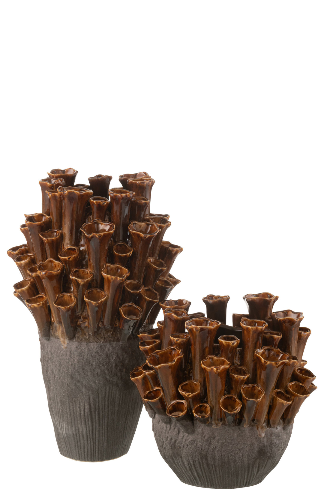 Vaas Anemoon Porselein Bruin/Grijs Groot