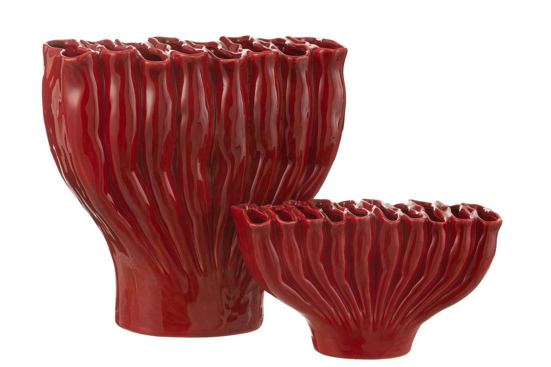 Vaas Multi Tube Breed Porselein Rood