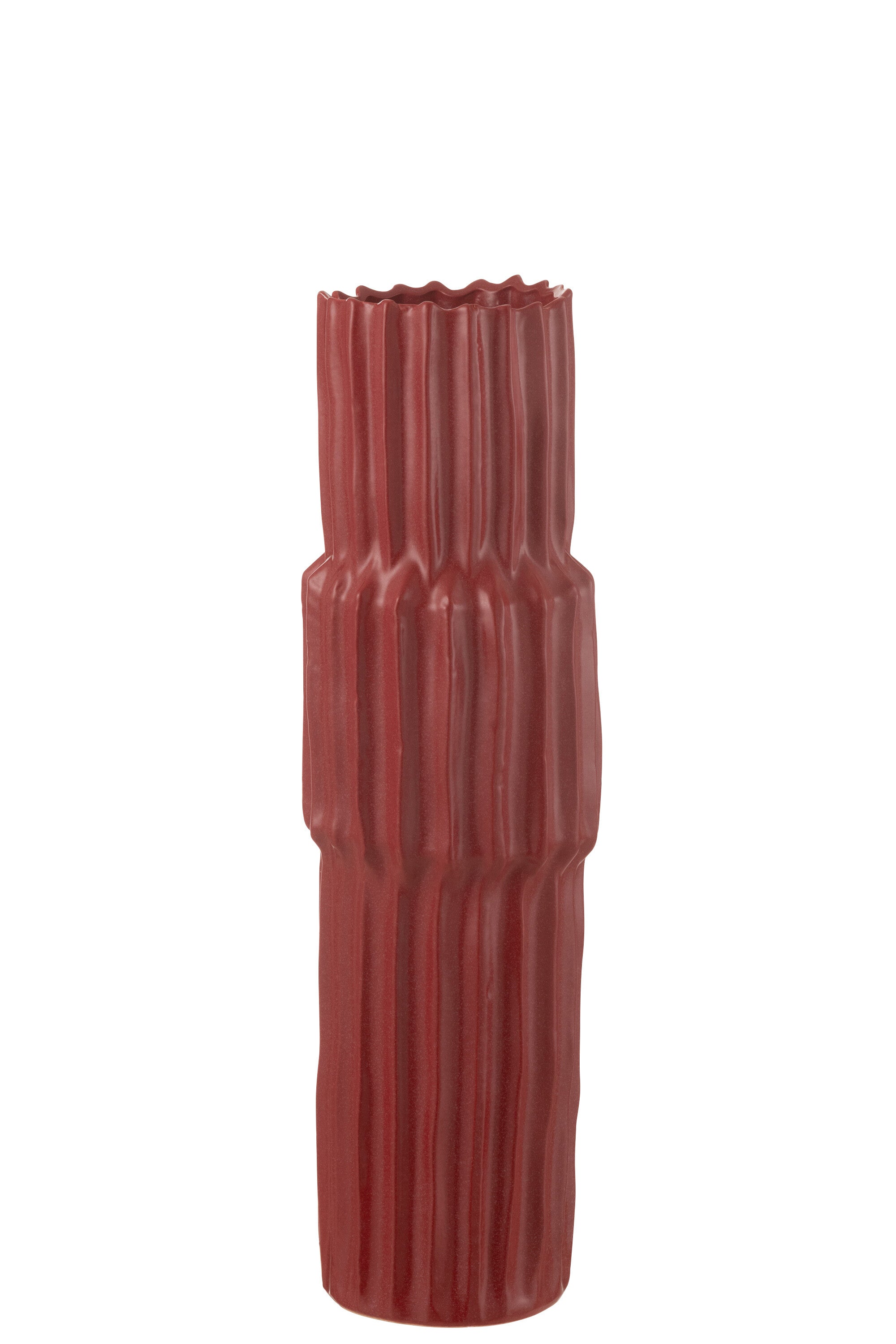 Vaas Geribbeld Porselein Rood Klein