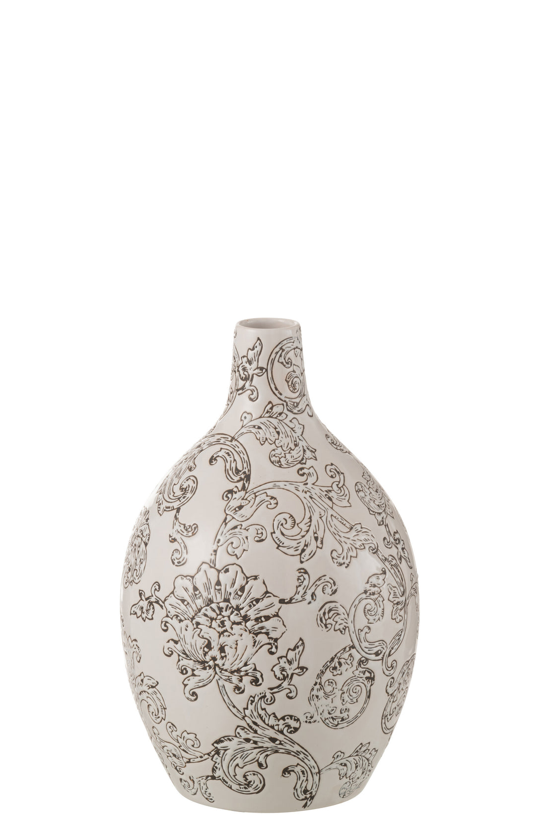 Vaas Zen rond porselein wit/zwart