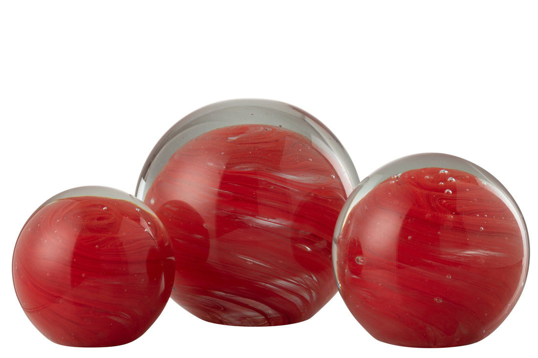 Papiergewicht Twister Ronde Glas Rood Groot