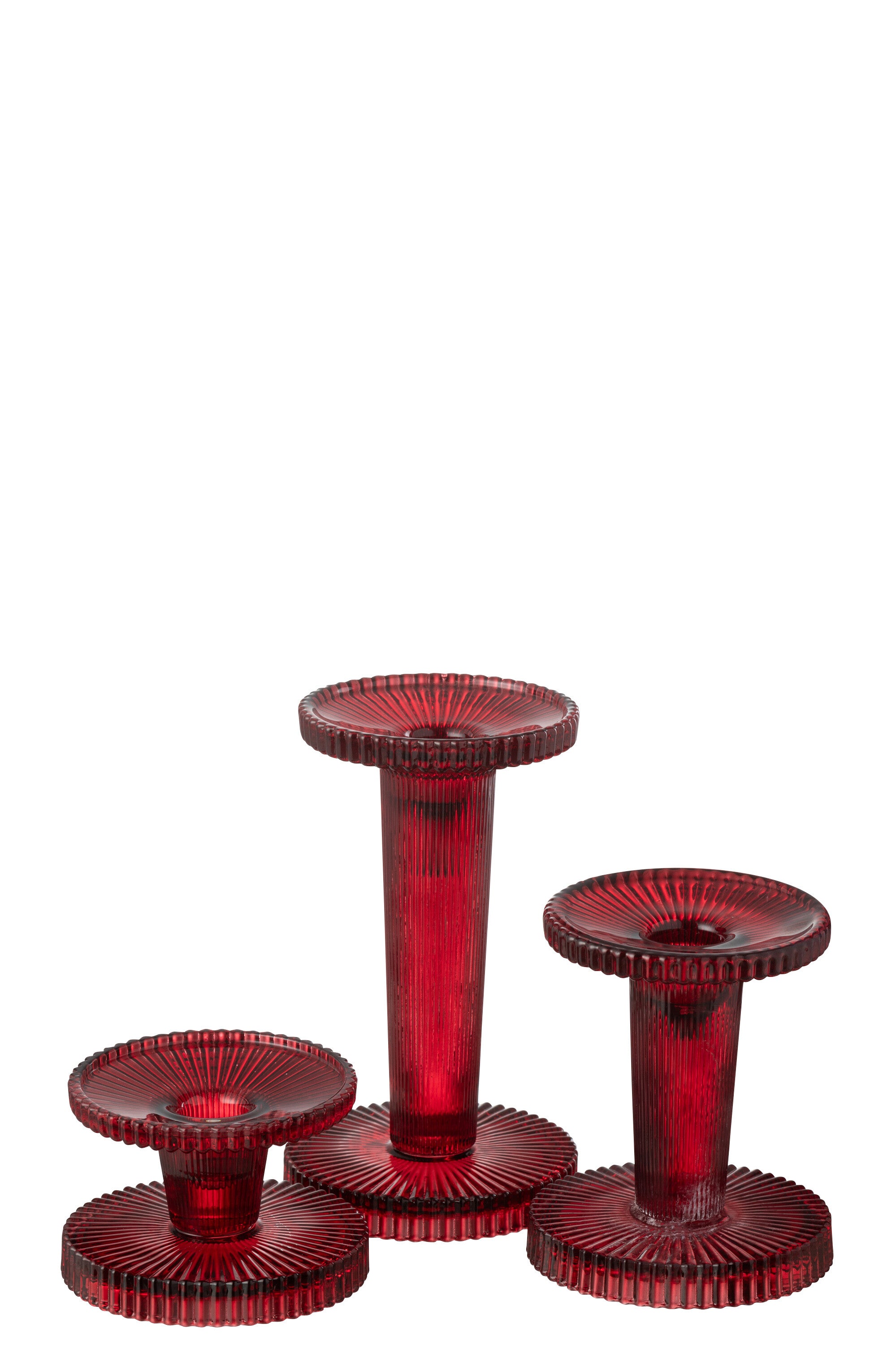 Set van 3 kaarsenhouders Nelly Glas Kersenrood