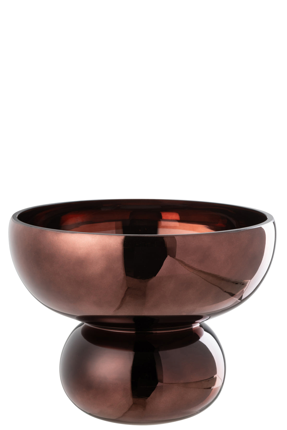 J-Line Windlicht Op Voet Afgerond Glas Pruim