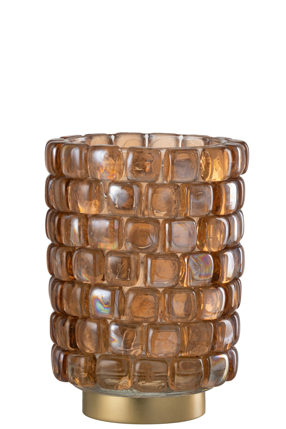 Stormlamp Vierkante Mozaïekglas Cognac Groot