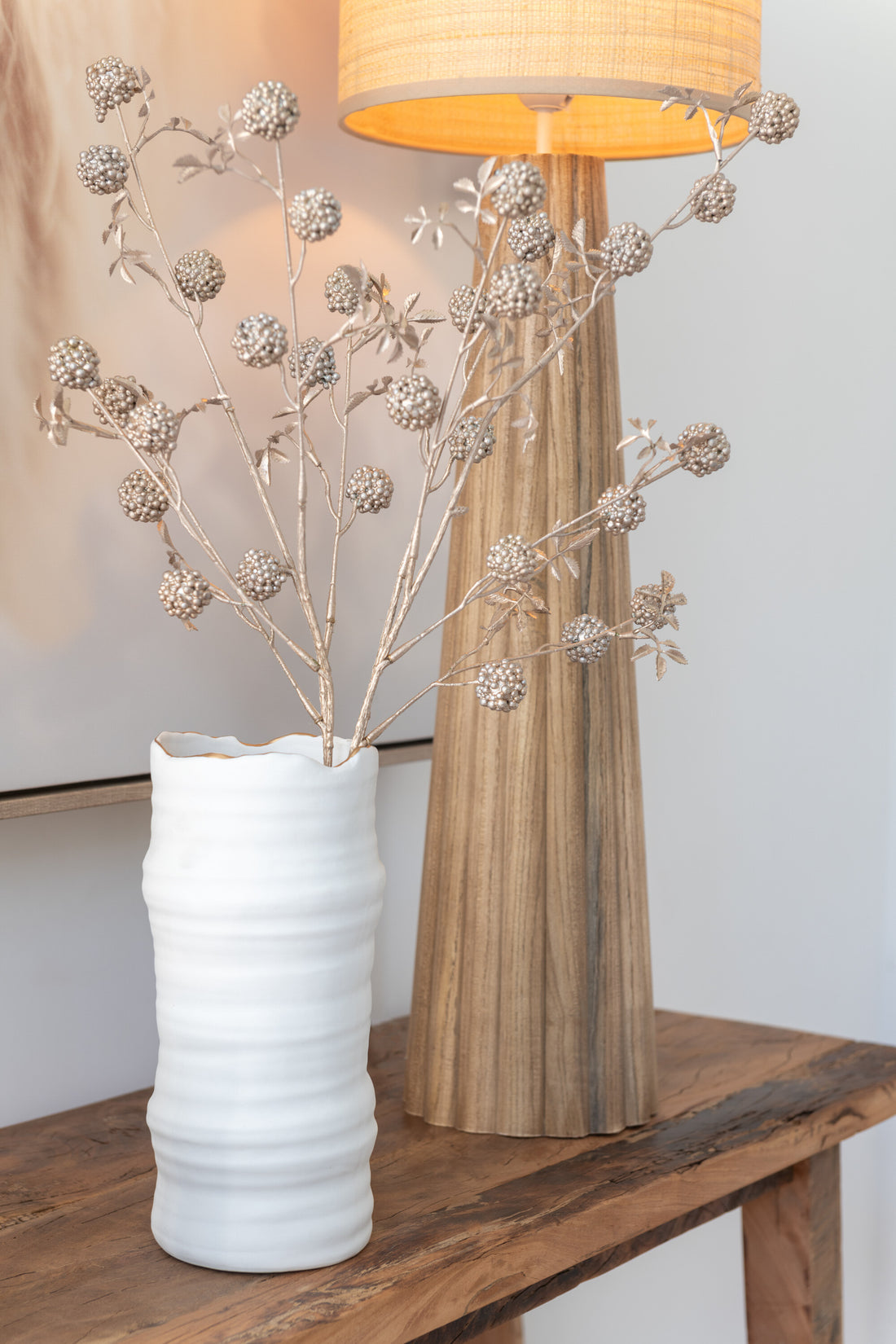 Vaas Lines Porselein Wit/Goud