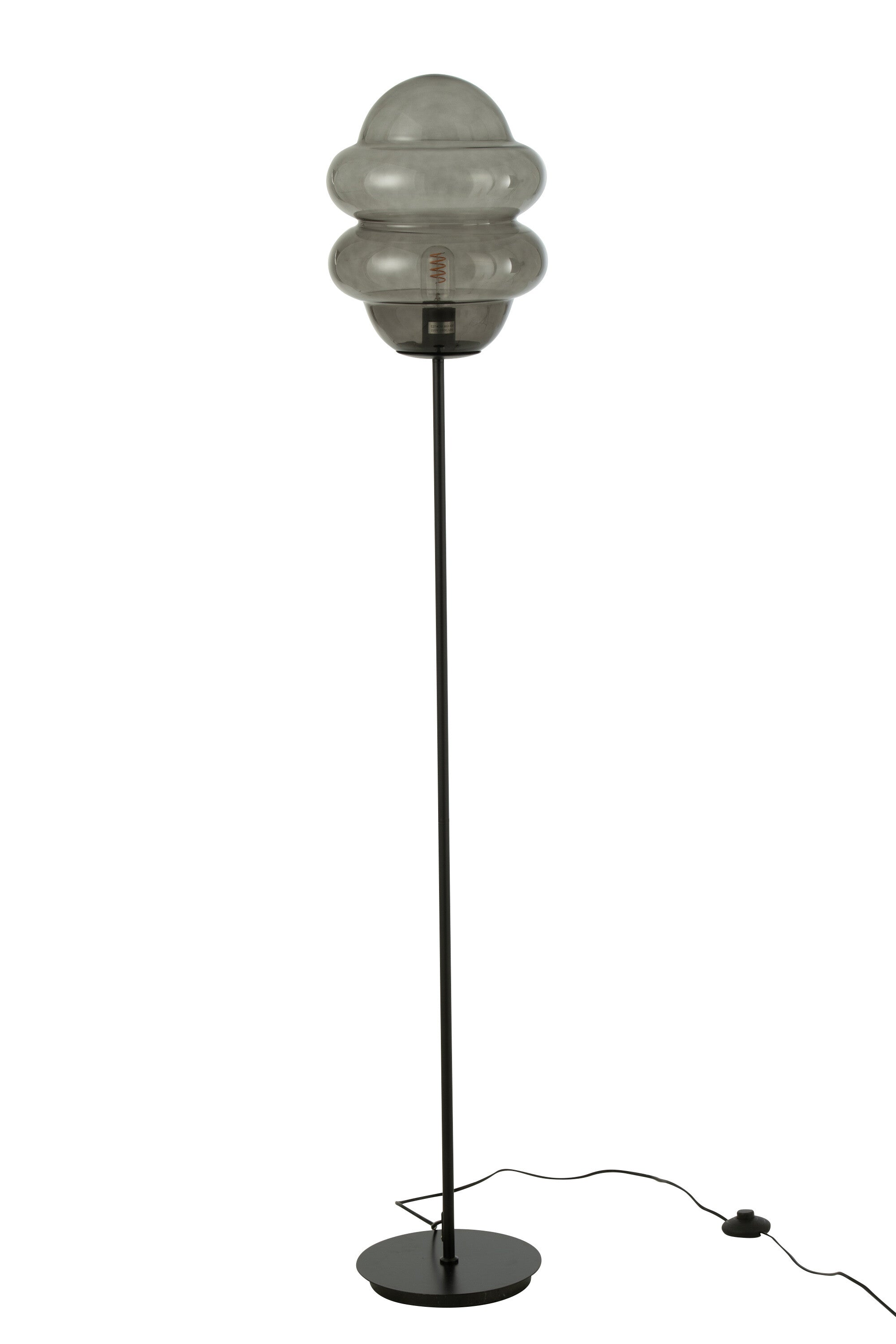 J-Line Staanlamp Honinglepel Glas Grijs