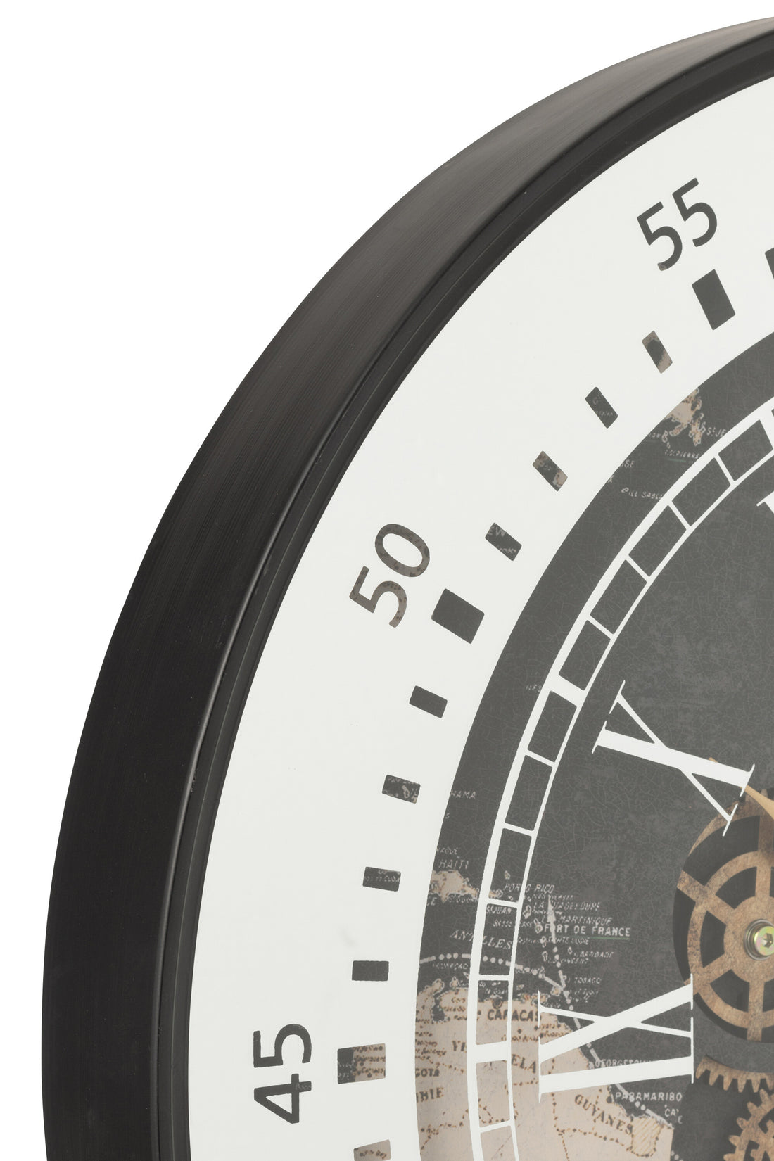 Klok+Spiegel Wereldkaart Mdf Zwart