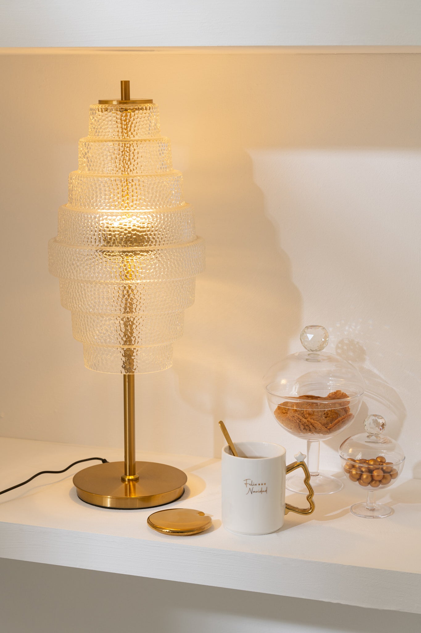 Tafellamp LED Goud Metaal/Glas Transparant