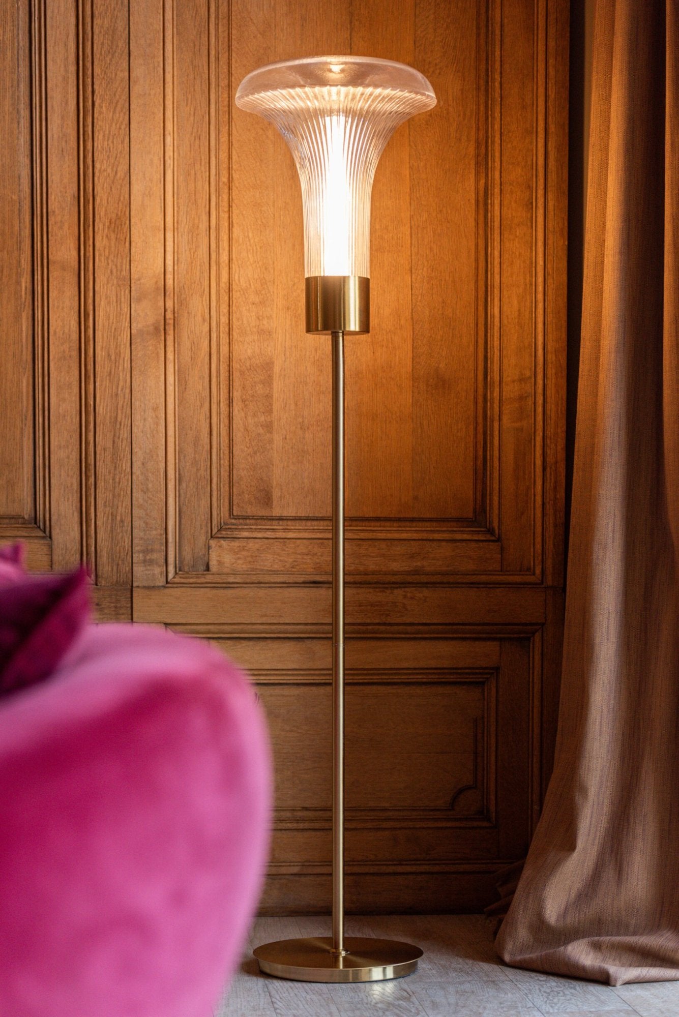 Vloerlamp LED Goud Metaal/Glas Transparant