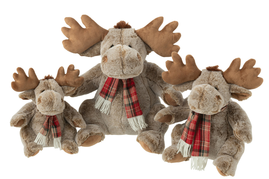 Rendier+sjaal pluche polyester bruin groot