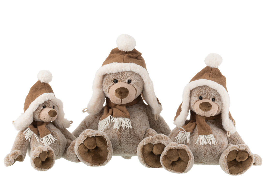 Beer+Hoed Pluche Polyester Bruin Groot