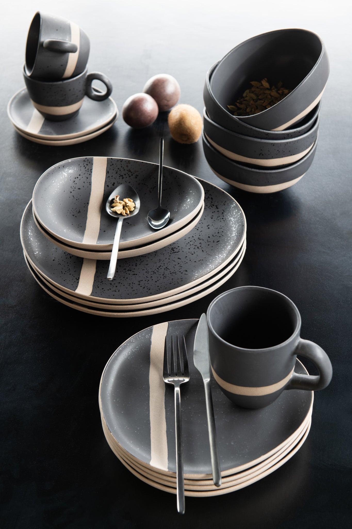 Bord Keramiek Zwart/Taupe Klein