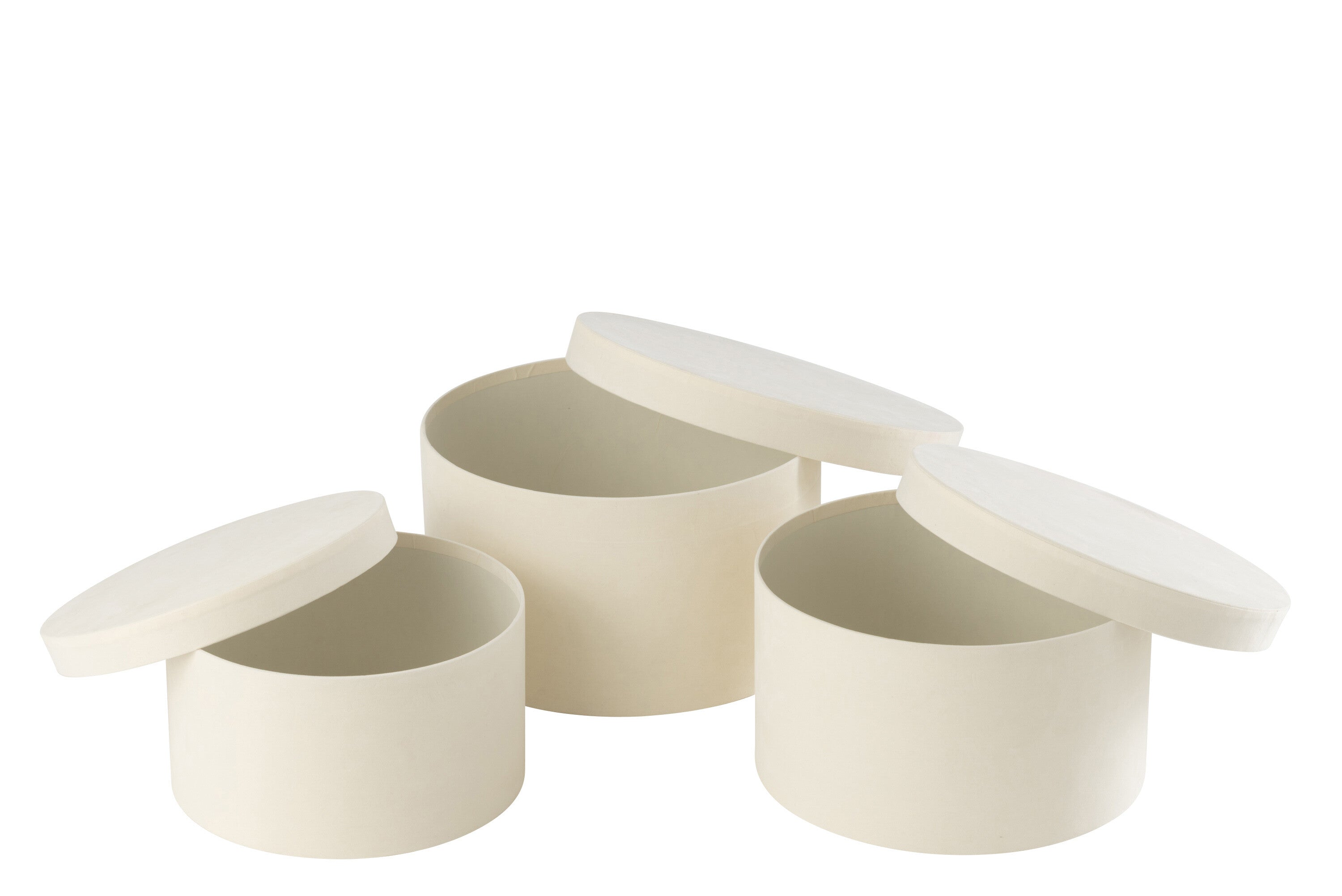 Set van 3 dozen rond plat fluweelpapier wit