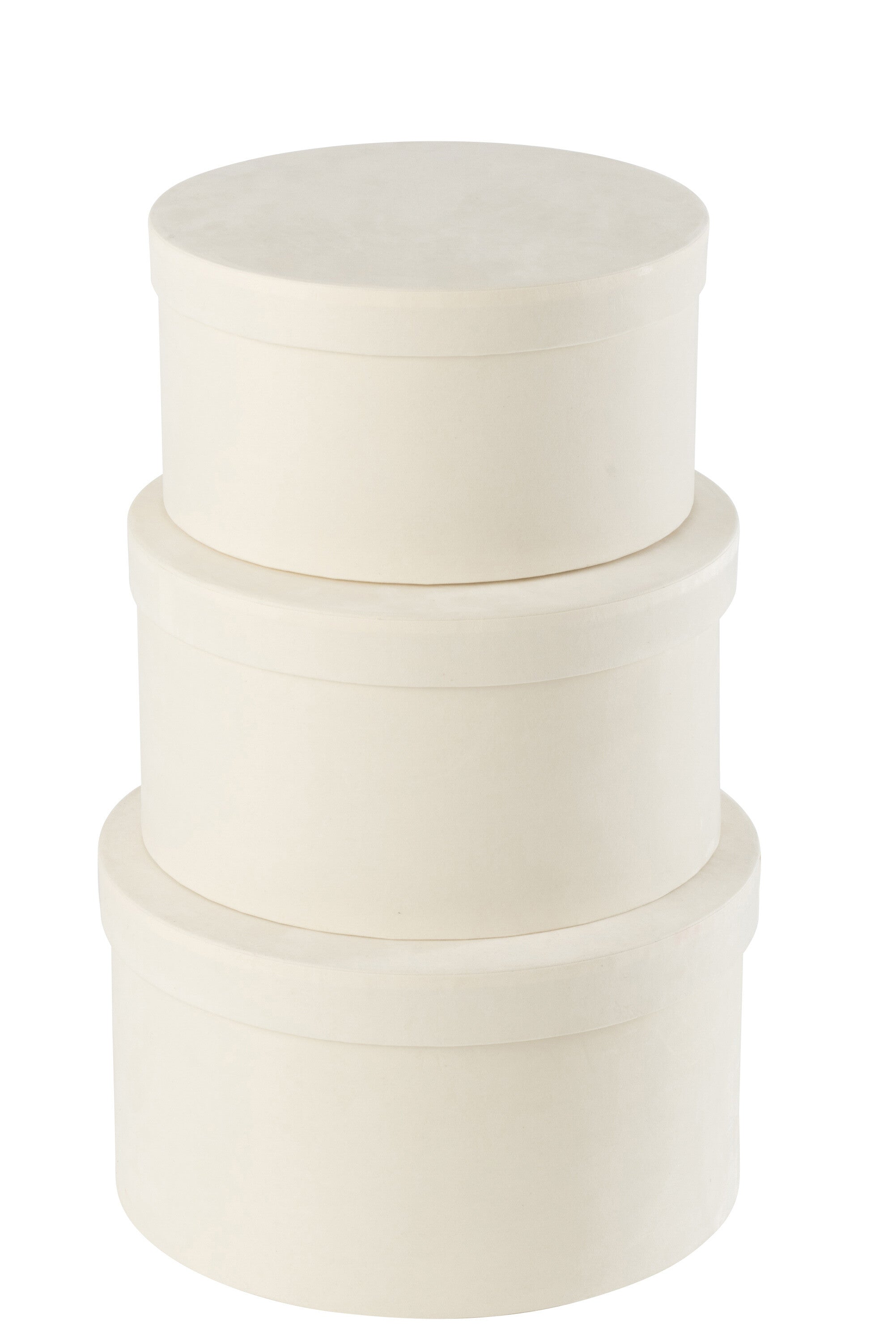 Set van 3 dozen rond plat fluweelpapier wit