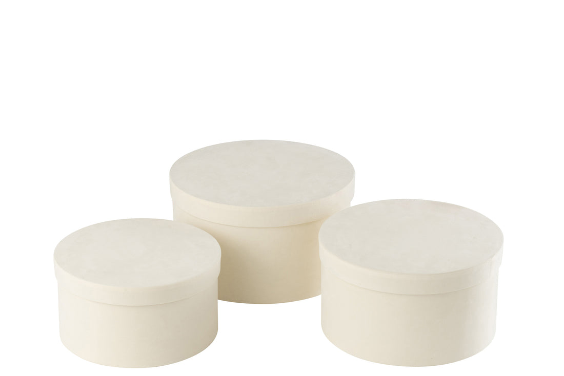 Set van 3 dozen rond plat fluweelpapier wit