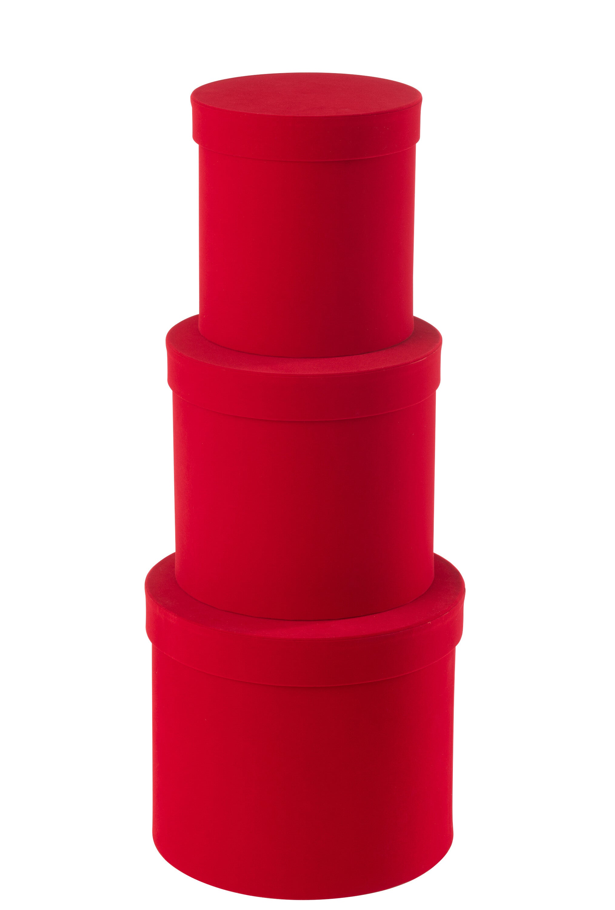 Set van 3 dozen rond fluweelpapier rood