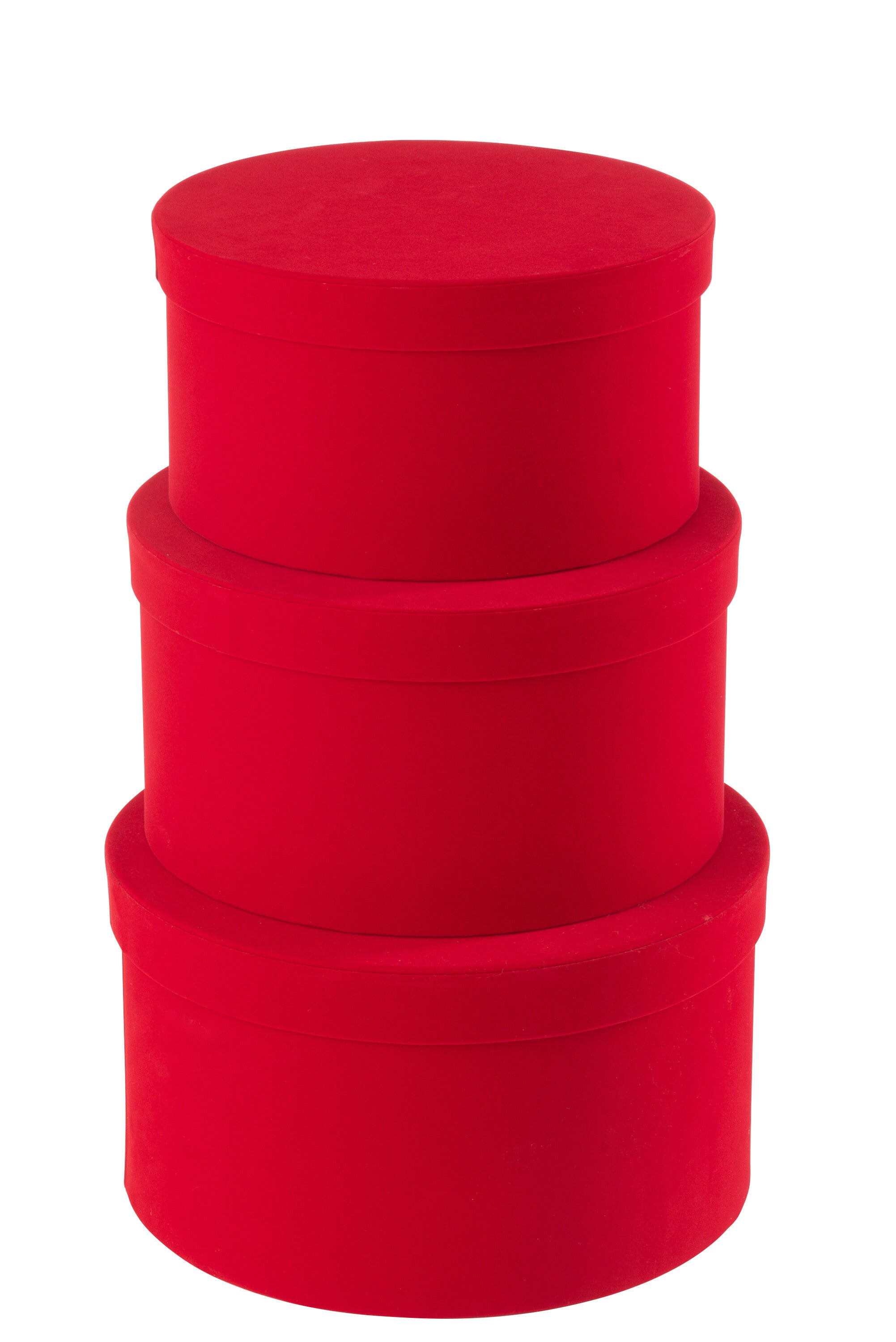 Set van 3 dozen rond plat fluweelpapier rood