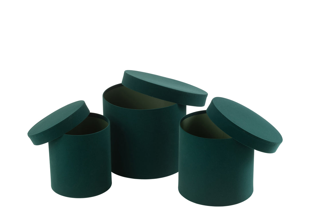 Set van 3 dozen rond fluweelpapier groen