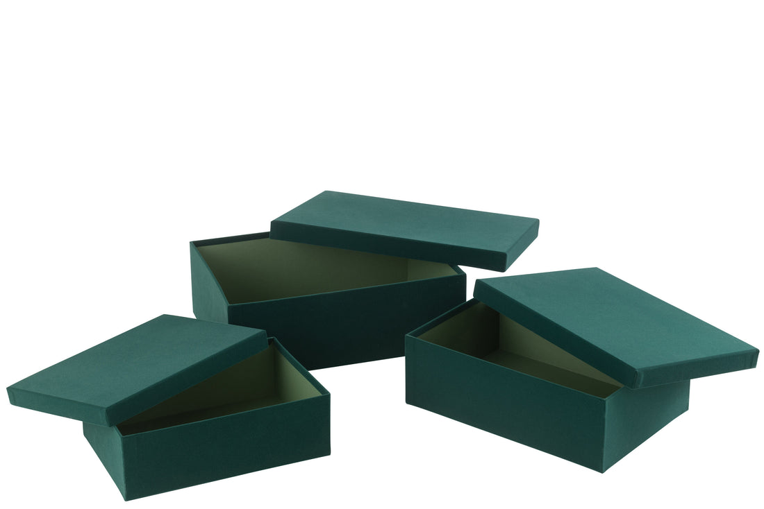 Set van 3 dozen rechthoekig fluweelpapier groen