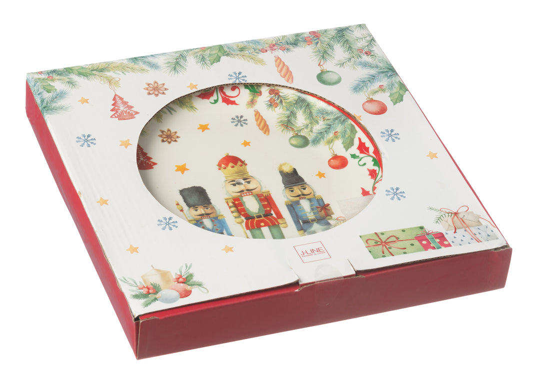 Taartstandaard 2-laags Rond Notenkraker Geschenkdoos Keramiek Wit