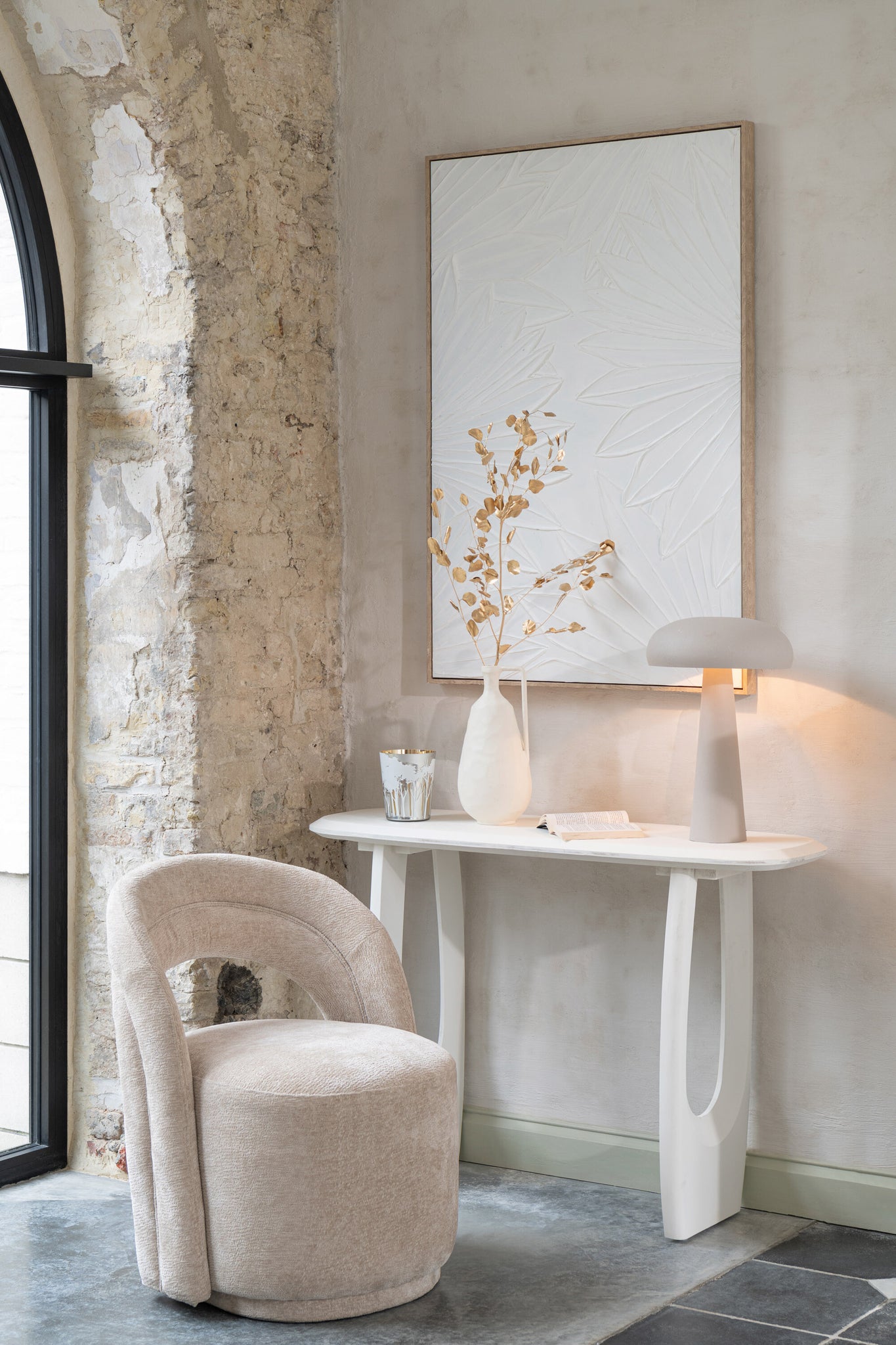 Bijzetstoel Textiel Beige