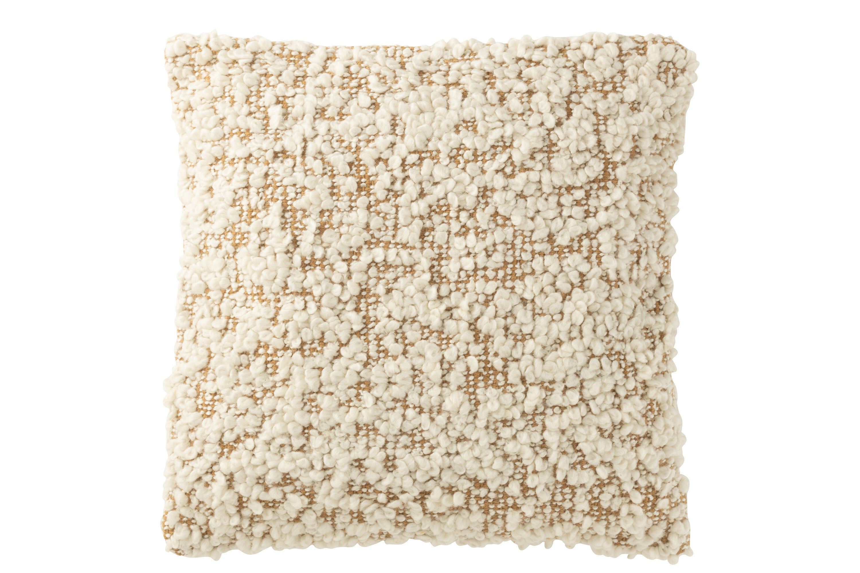 J-Line Kussen Vierkant Boucl - Katoen/Polyester Camel/Crème