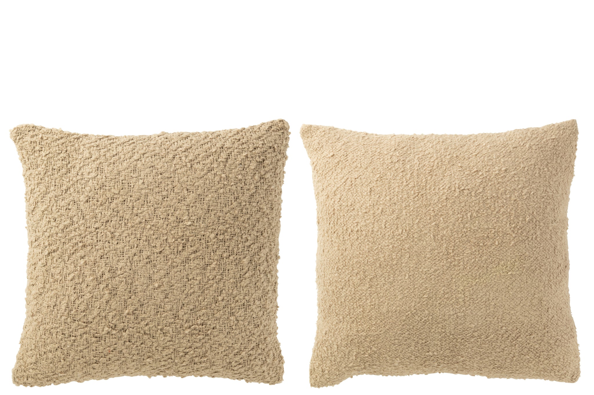 Kussen Vierkant Los/Strak Geweven Katoen Donker Beige Assortiment Van 2