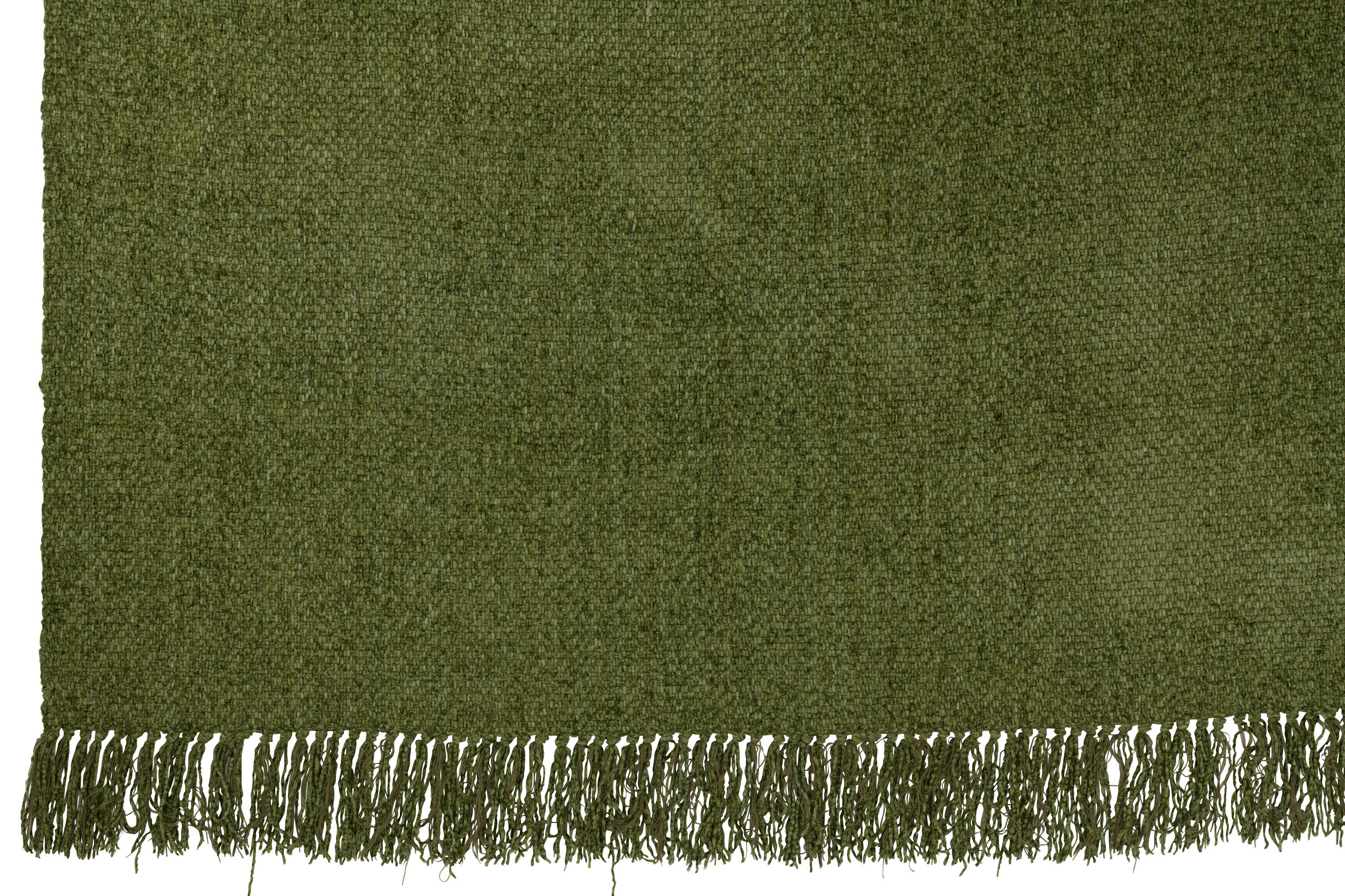 J-Line Plaid Gewoven+Franjes Viscose Donkergroen