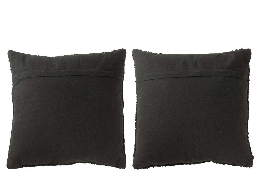 Kussen Vierkant Los/Strak Geweven Katoen Zwart Assortiment Van 2