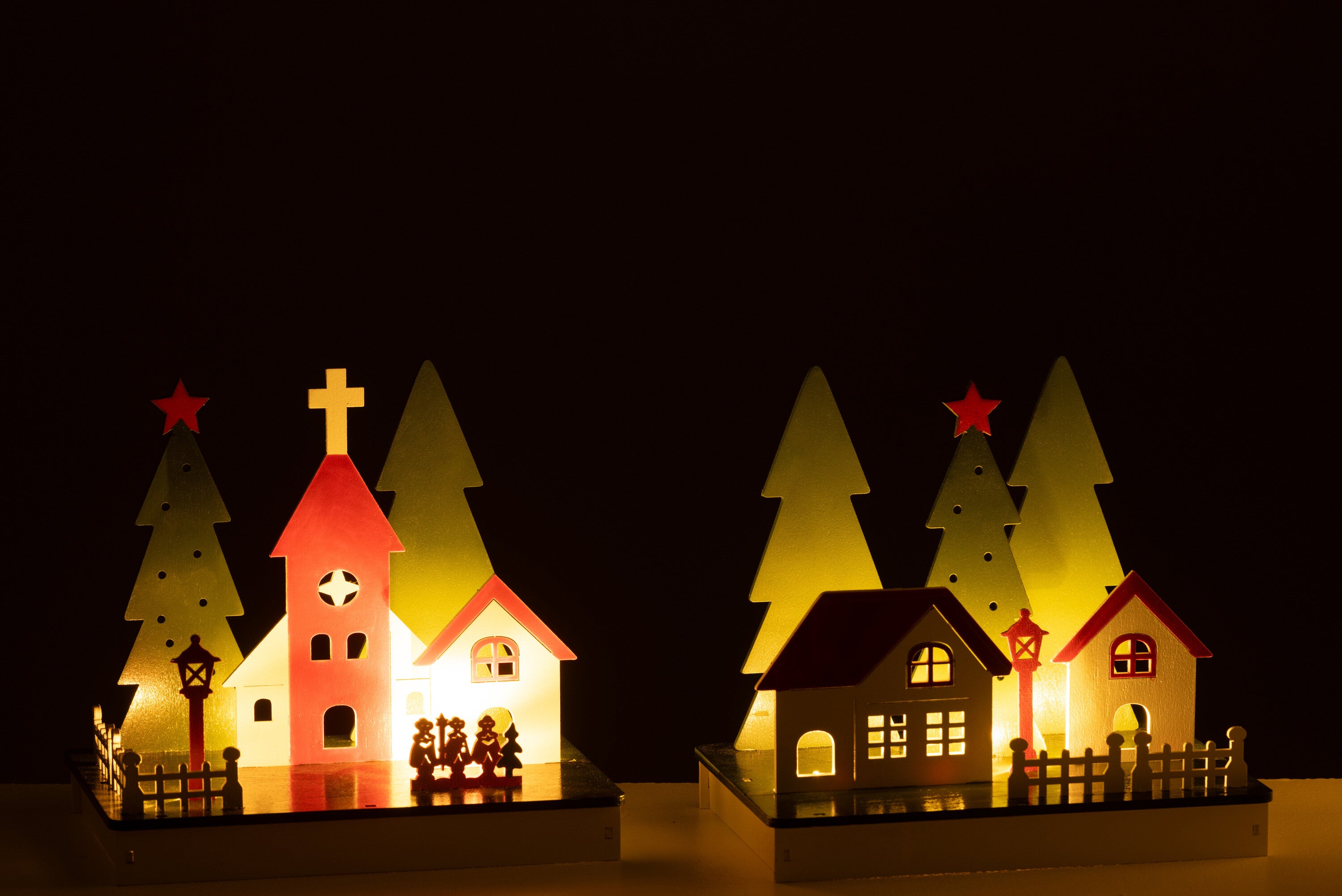 Deco Winter Led Huis Hout Mix Assortiment Van 2