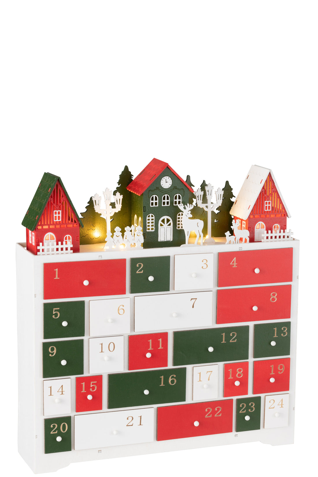 Deco Winter Led Kast + Huizen Hout Mix