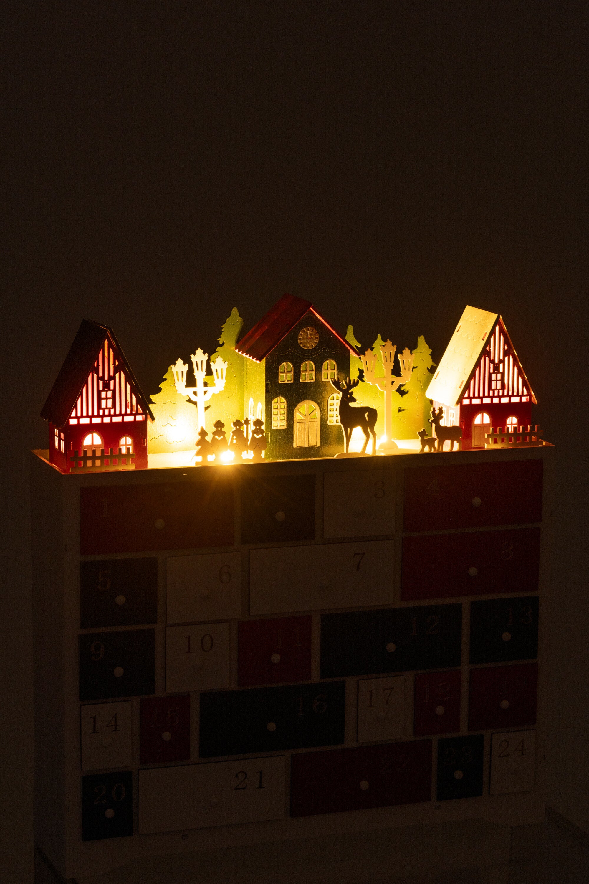 Deco Winter Led Kast + Huizen Hout Mix