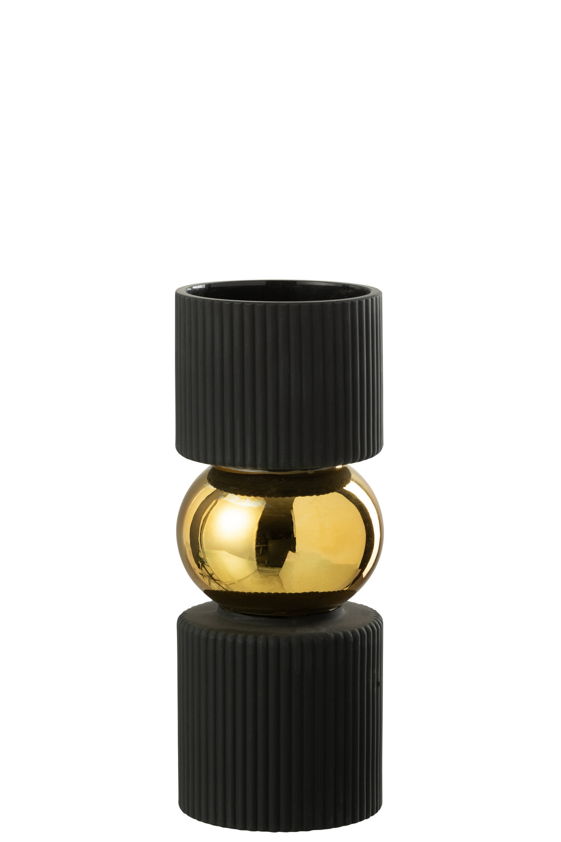 Vaas/Kaarsenhouder Candy Glas Zwart/Goud Klein