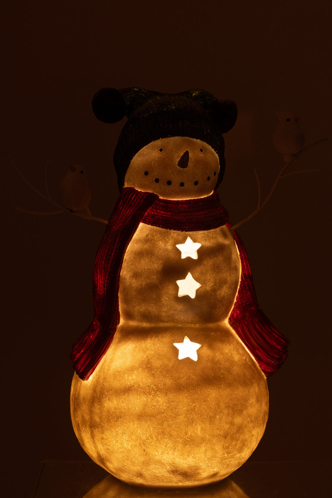 Sneeuwpop Led Vogels Hars Rood/Groen Groot