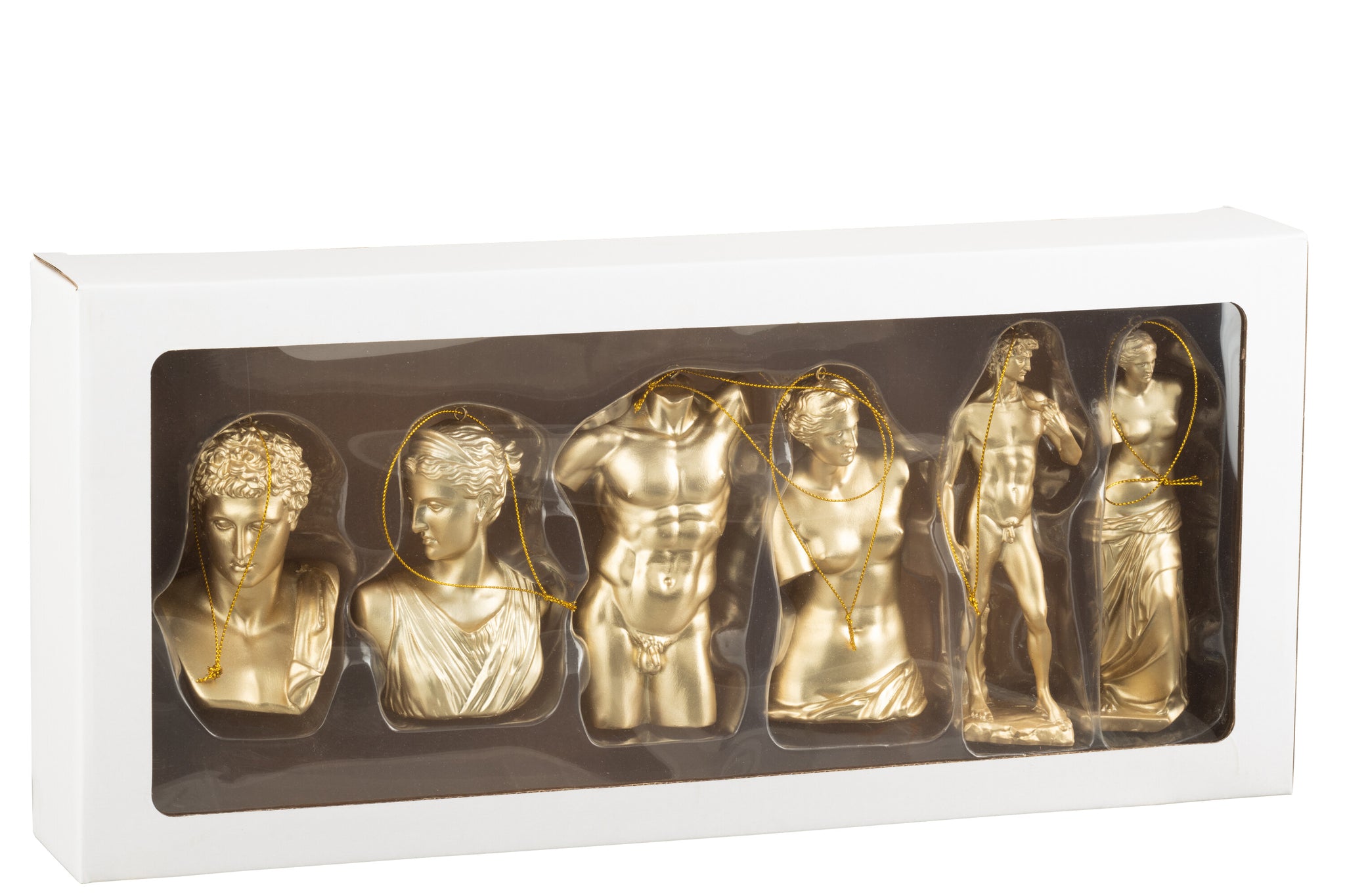 Doos van 6 hanger Romeins standbeeld hars goud