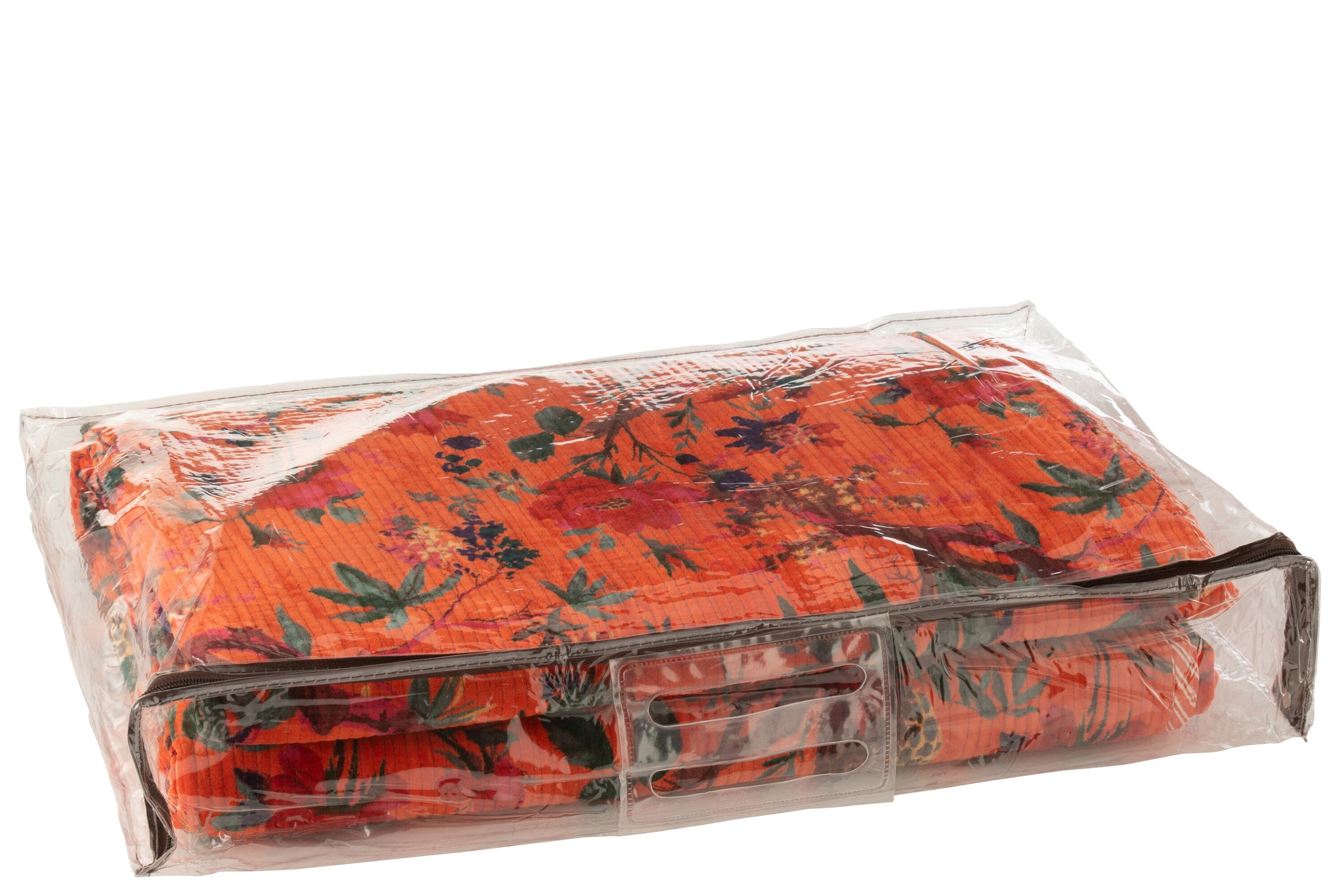 Geruite Vogels/Bloemen Katoenen Fluweel Oranje