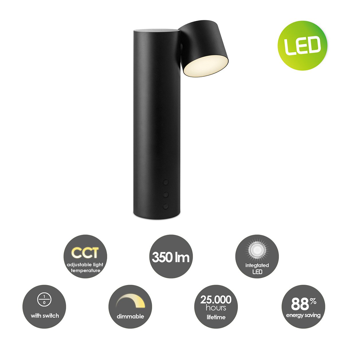 Lar Led Bureaulamp 5W Zwart - Lar Verstelbare