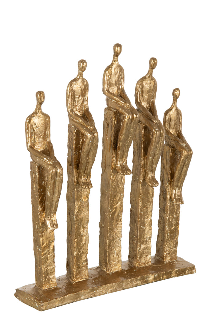 J-Line 5 Figuren op voet Poly Goud