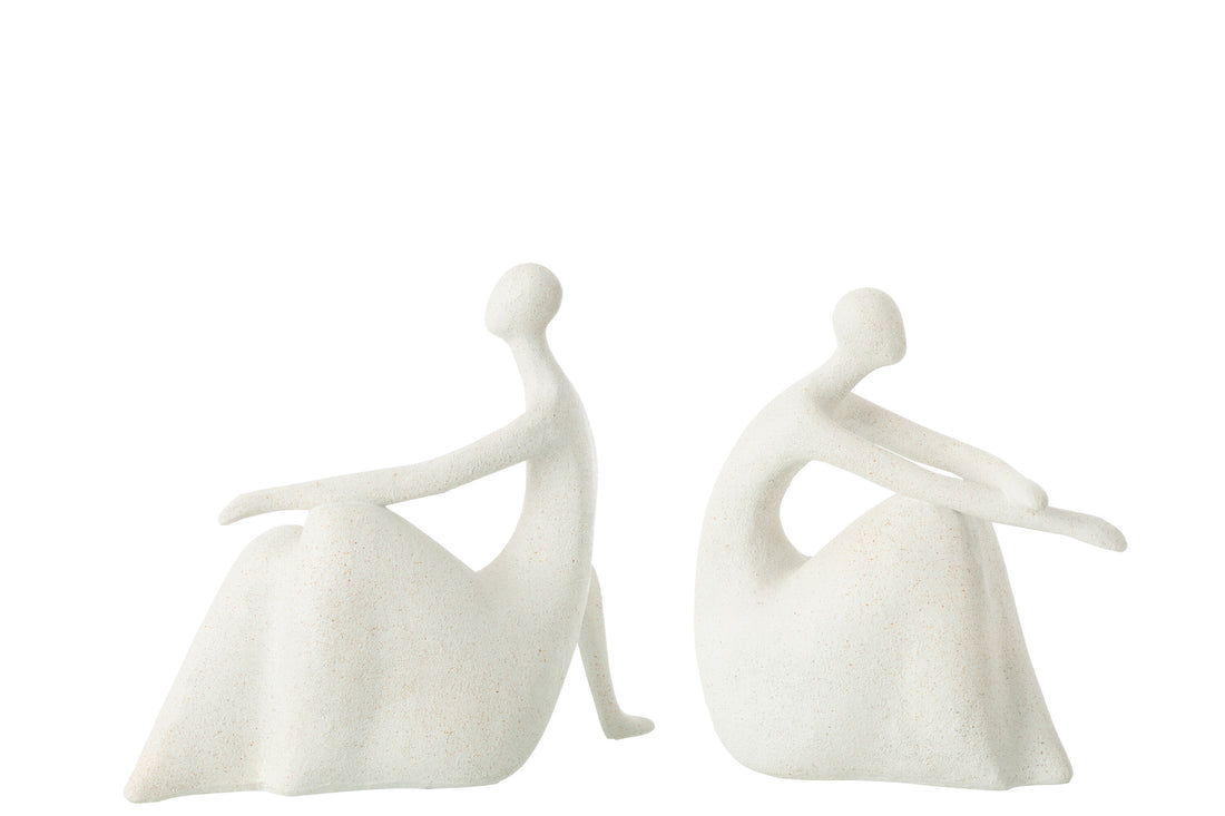 Set van 2 moderne zittende dames van mat wit hars