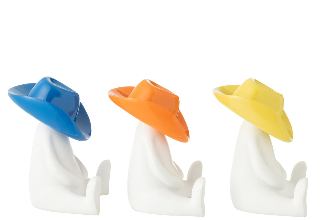 Cowboyhoed figuur hars mix assortiment van 3