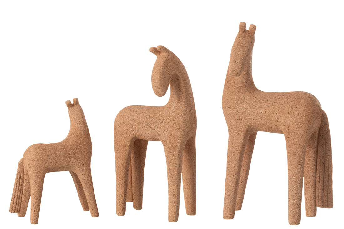 Set van 3 moderne paarden van hars terra.