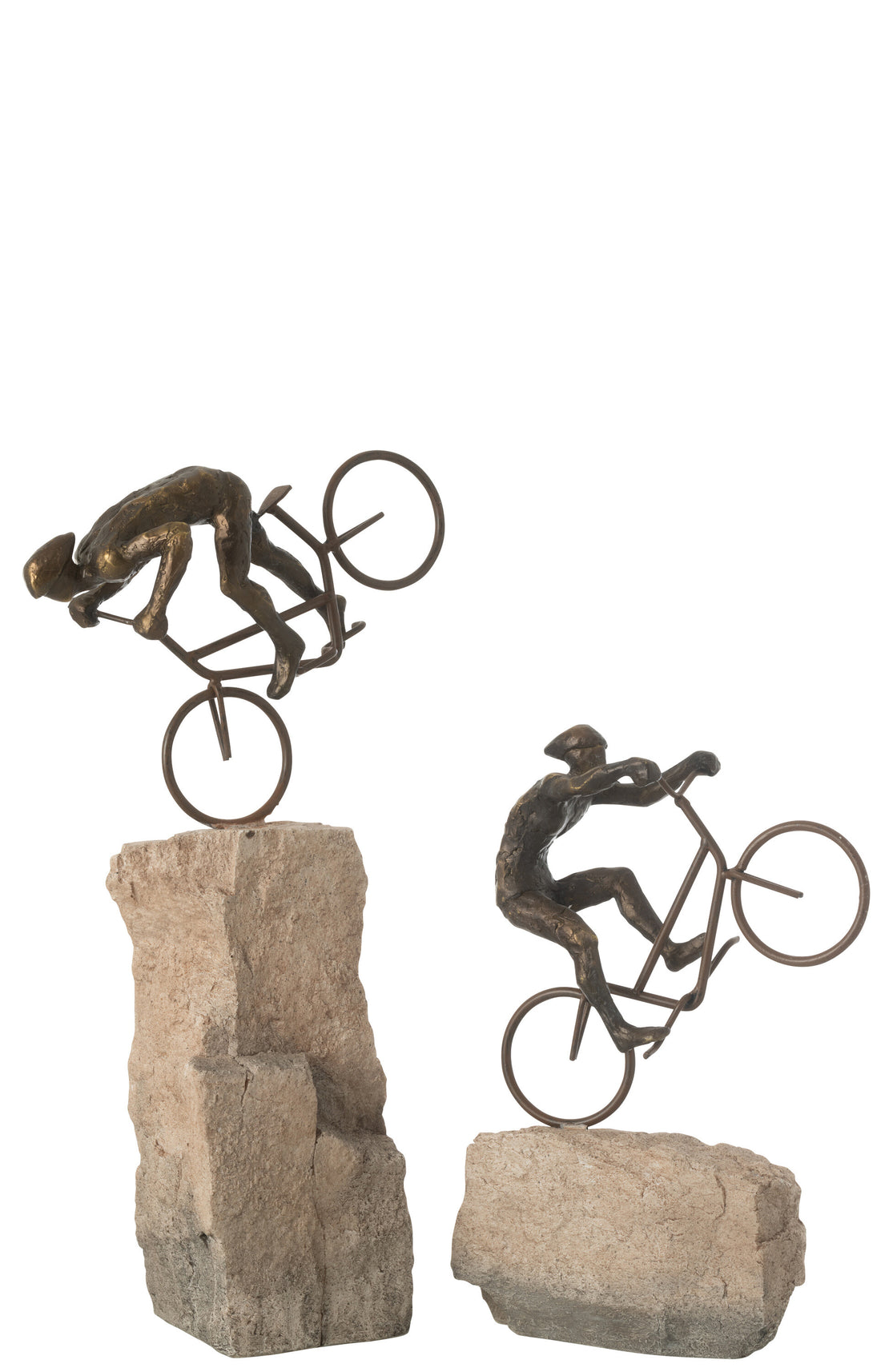 Set van 2 wielrenners op rots hars beige/zwart