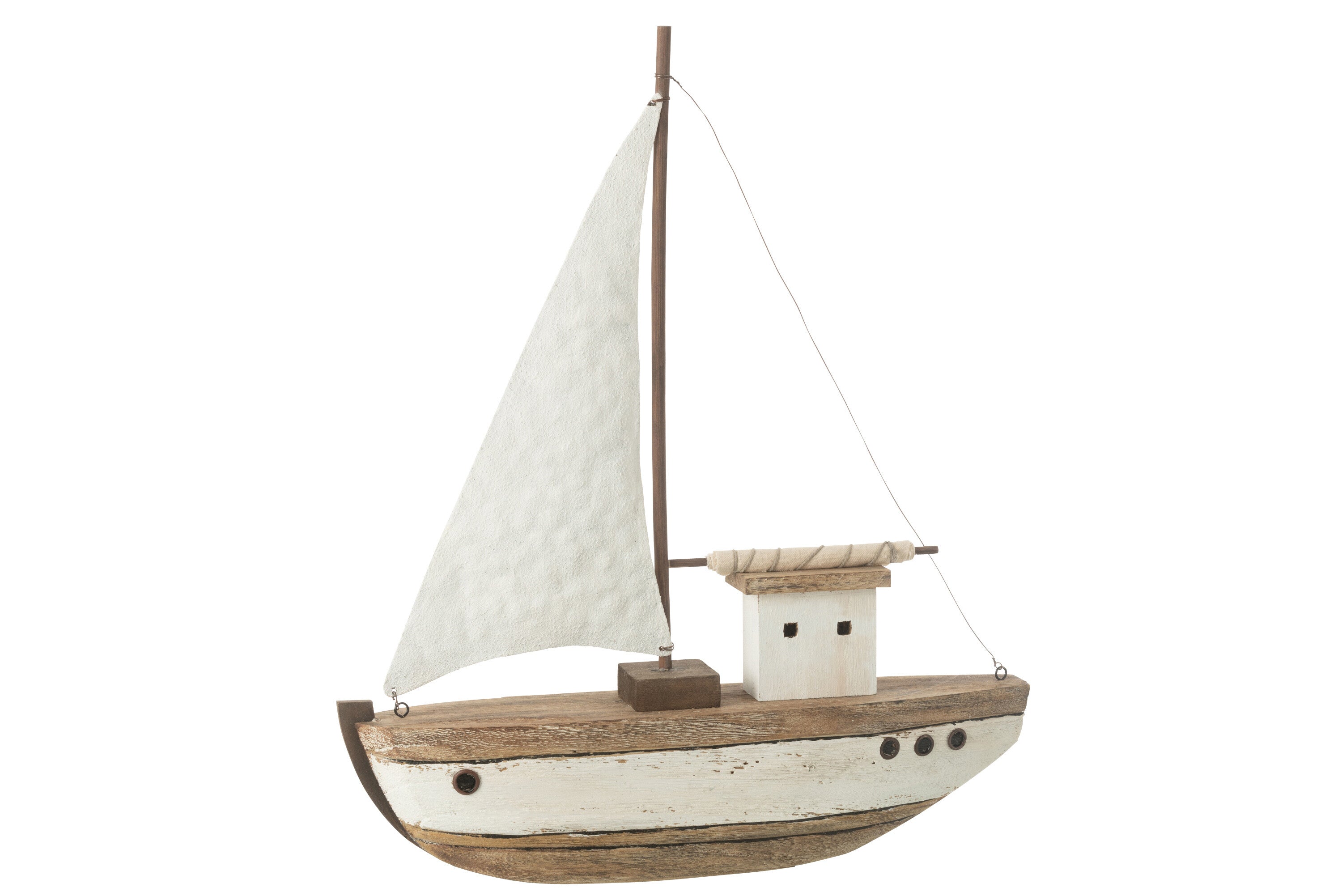 Boot 1 Zeil Paulownia Hout Natuurlijk/Wit Groot