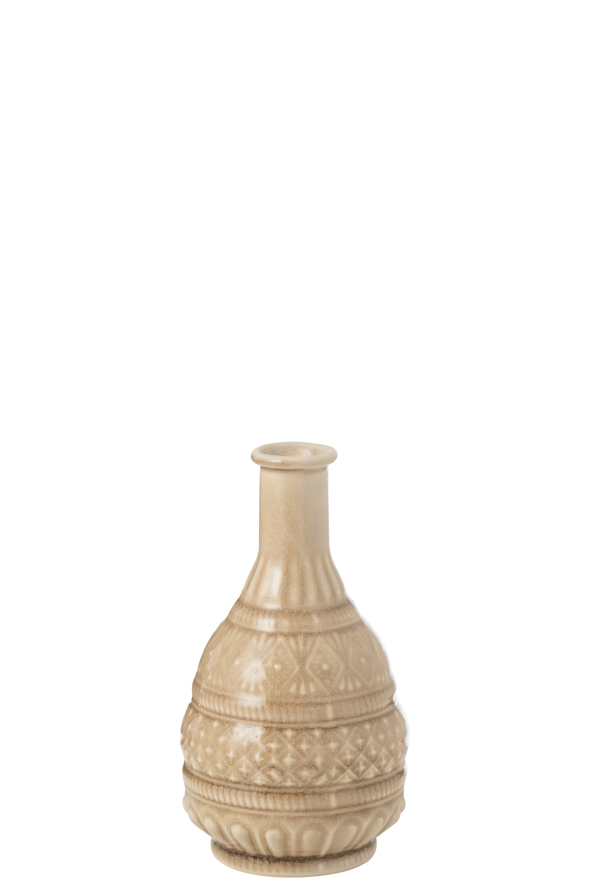 Vaas van bewerkt porselein beige