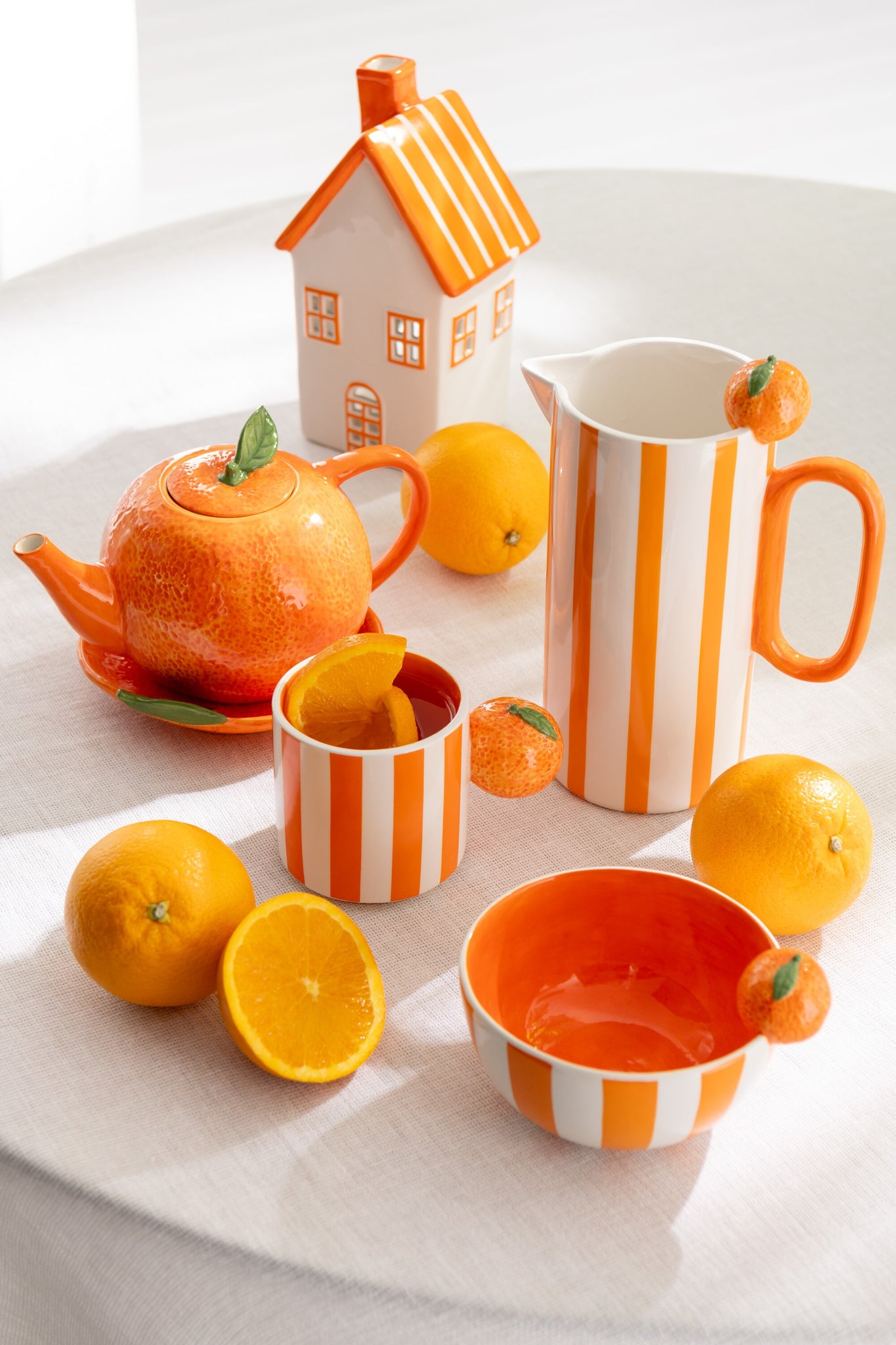 Theelichthouder Huis Dolomiet Oranje/Rood Assortiment Van 2